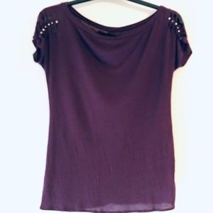 Cut-out Studded Shoulder Tee